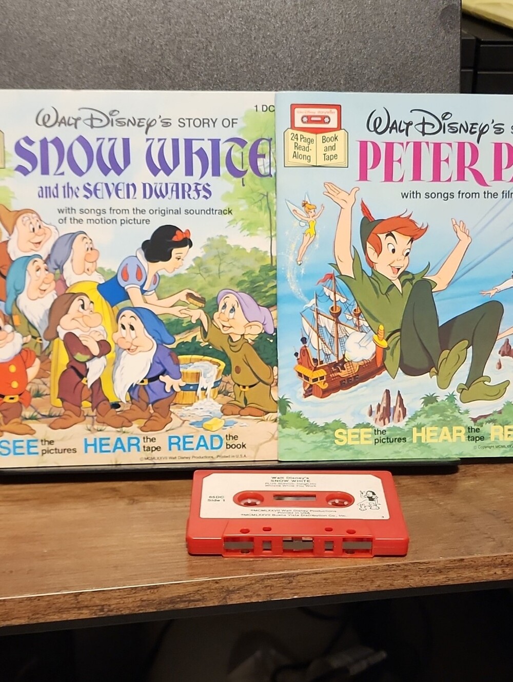 Disney Red Storybook Cassette Player with Snow White & Peter Pan Art